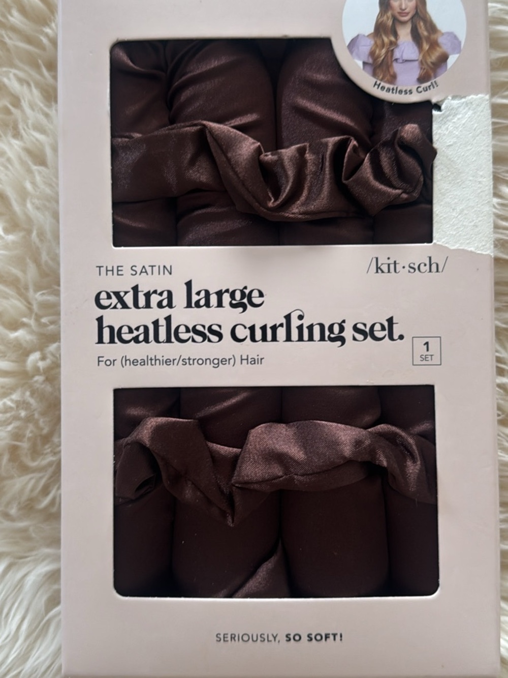 Kitsch Satin Extra Large Heatless Curling Set — NEW in Box | Brown